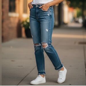 Abercrombie Simone High Rise Slim Distressed Jeans, 10 Long